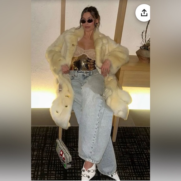 Chill Chasers Vtg Blonde genuine Rabbit Fur Coat Jacket US Size 33 Full Length - Picture 2 of 9